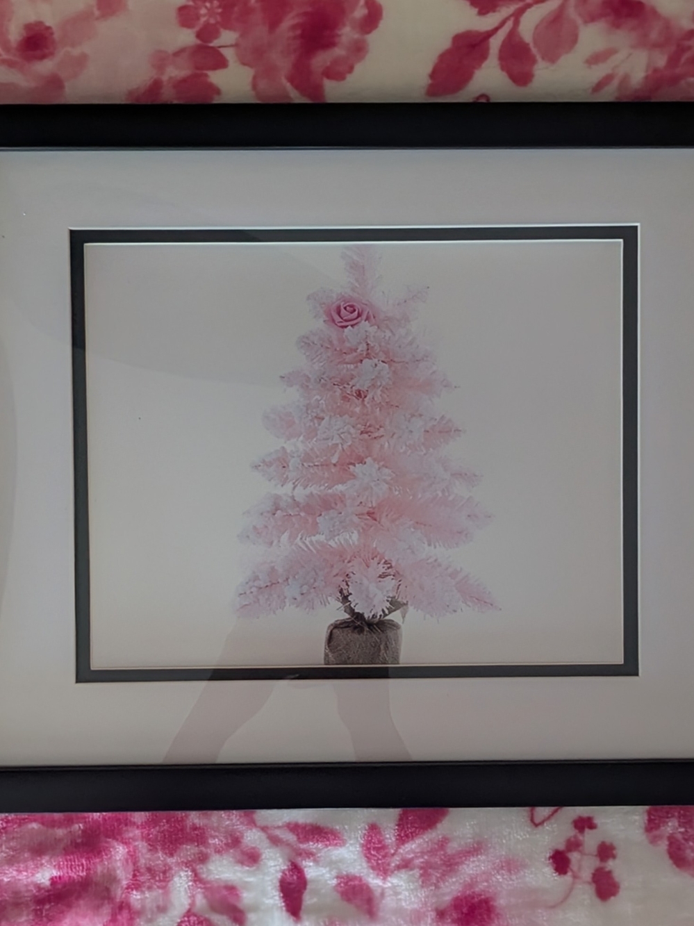 Pink Feathered Christmas Tree Wall Art